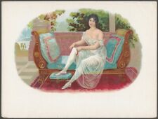 Pretty Young Woman in Lacy Nightgown Original Vintage Tobacco Cigar Box Label picture
