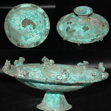 Ancient Bactrian Bronze Bowl With 8 Lion Figurines 3rd–early 2nd millennium BCE picture