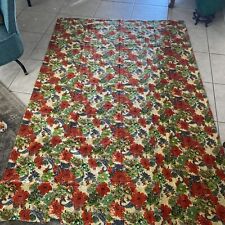 Vintage Red MCM Mid Century Modern Folk art Table Cloth 60” X 90” Christmas A3 picture