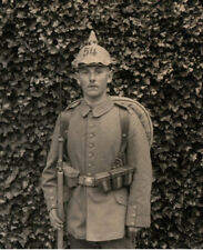 WWI German Army Soldier 54th Infantry Pickelhaube Helmet Bayonet Rppc Postcard picture