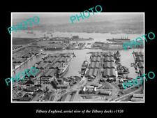 OLD POSTCARD SIZE PHOTO OF TILBURY ENGLAND AERIAL VIEW OF THE DOCKS c1920 2 picture