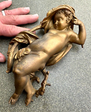 Vintage/Antique Brass/Bronze  Cherub  Victorian 1800s metal sculpture Art picture