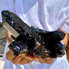 1.8LB Natural Rare Beautiful Black QUARTZ Crystal Cluster Mineral Specimen picture