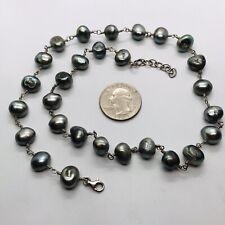 LARGE PEARL SEA PEARL 18-20” ADJUSTABLE STERLING SILVER MARKED NECKLACE BAROQUE picture