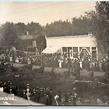 c1910s Stanwood, IA Downtown RPPC Horse Show Parade Real Photo Telegraph A129 picture