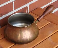 Vintage Copper Sauce Pan Made in Italy Wooden Handle, Unique Design Great Decor picture