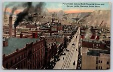 Butte Montana~Park Street Looking East Showing Mines & Rockies~PM 1914~Postcard picture