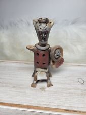 Vintage 1980s Mayan Aztec Tribal Clay Flute Pottery Folkart picture