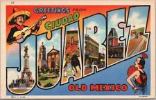 c1940s CIUDAD JUAREZ Mexico Large Letter Postcard Multi-View / Curteich Linen picture
