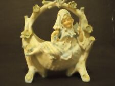 Antique German Bisque Figure Well Dressed Lady W/Book & Parasol In Tree Swing 7
