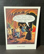 VTG 1984 The Far Side Blank Greeting Card Gary Larson Aerobics in Hell Devil 👿 picture