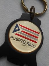 Vintage 90's PUERTO RICO Flag Machine Gun Black Metal Key Chain w/Can Opener KF2 picture