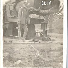 c1910s WWI Capture German 38cm Gun RPPC Siege Howitzer Real Photo Artillery A161 picture
