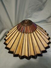 BEAUTIFUL FAN SHAPED ROUND STAINED GLASS LAMP SHADE BEAUTIFUL PIECE 15X8 IN picture