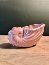 Vintage USA Pottery Pink Sea Shell Nautical Planter Vase 8” Ceramic Art picture