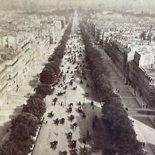 Antique 1894 The Main Street In Paris France Stereoview Photo Card P4958 picture