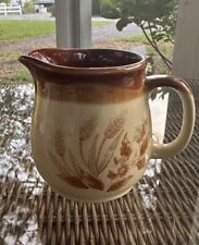 Vintage Ceramic Creamer Brown With Tan Wheat Pattern 3” Japan picture