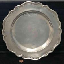 18th C. Antique German Pewter Multi Reeded Wavy Edge Rim Plate, SALMON WIRZ picture