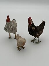 Vintage Chicken Miniatures Lot Of 3 - Metal Feet picture