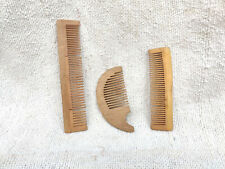 1920s Vintage Handmade Wooden Hair Comb Beard Comb Vanity Collectible 3 Pcs W688 picture
