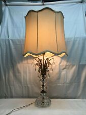 Vtg Lead Glass Lamp 20 Glass hanging prism Chandelier Like Table Lamp Mid Cent picture