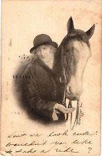 1913 Schlesinger Woman Hat & Horse Postcard picture