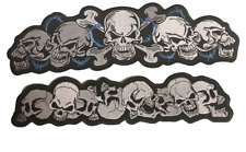 2 Piece Line of Skull Long Patch Iron on Large Patch 11 inch Small Patch 10 inch picture