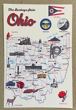Postcard blank Ohio State Map 4x6 with State Facts and background picture