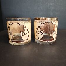 Vtg 1976 BICENTENNIAL WHISKEY LOW BALL GLASS DECLARATION OF INDEPENDENCE qty2 picture
