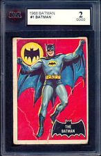 1966 Topps USA Black Bat Batman #1 THE BATMAN Rookie Card Graded KSA 2 Good RC picture