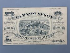 1880s T G Mandt FARM WAGON Carriage BOB SLEIGH Advertise Trade Card STOUGHTON WI picture