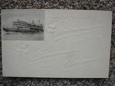MILWAUKEE WI-WHALEBACK STEAMER CHRISTOPHER COLUMBUS-CUT PAPER GREETING-WIS picture