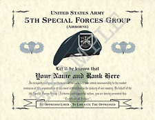 5th Special Forces Group (A) Personalized Art Print 8.5 x 11 (BADGE/BLK FLASH) picture