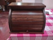 Vintage Wooden Roll Top BREAD Box Rustic Farmhouse Country Kitchen 18