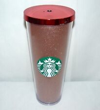 Starbucks 24 oz Rose Gold Pink Glitter Acrylic Tumbler 2014 Venti picture