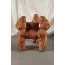 VTG 90's Terracotta Clay Mayan Aztec Planter Mexican Folk Art Figurine Signed picture