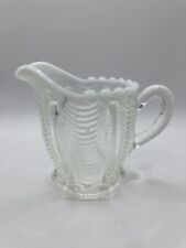 Antique Northwood Drapery Clear White Opalescent Scalloped Syrup Pitcher Creamer picture