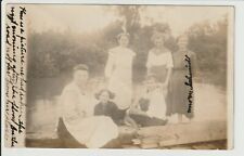 RPPC Schmidt Family outing / walk on flooded road 1910s era Real Photo Postcard picture