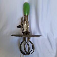 Vintage A&J Green Wooden Handle Egg Beater-Patent 1923 picture
