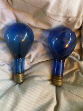 2 Vintage GE MAZDA BLUE Light Bulb 200W 115V  8'' One WORKS picture