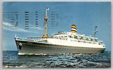 Postcard SS Ryndam Steamer Ship Boat American Flag Holland American Line picture