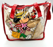 RARE MCM 60s Disney Mickey Minnie Mouse Clear Vinyl Tote Bag Vintage picture