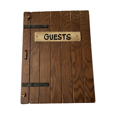 Vintage Wooden Guest Book Leather Straps for Hotel Wedding Rental Cabin Cottage picture