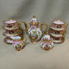 Handarbeit 22 Karat Goldauflage Kleiber Bavaria Porz-Manufaktur Tea Set - Pink picture