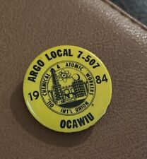 vtg 80s Chemical Atomic Workers Union Local jacket button lapel pin badge employ picture