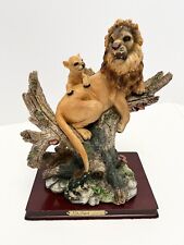 Vintage De Capoli Collection Lion and Cub Resin Sculpture with Base 10.5