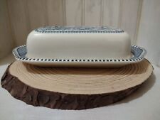 Vintage Currier And Ives Blue & White Butter Dish picture