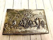 Beautiful Vintage Repousse Silver & Wood Box Signed JThS Denmark Antique Scene picture
