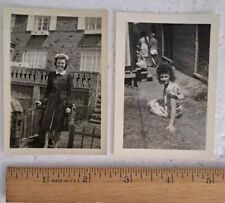 Lot of 2 Antique 1940's Black & White Photos Young Women Posing In Front Home picture