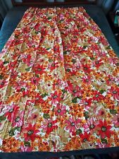 VTG Pinch Pleated Drapes Lined Curtain Floral Red Pink Orange Green  36